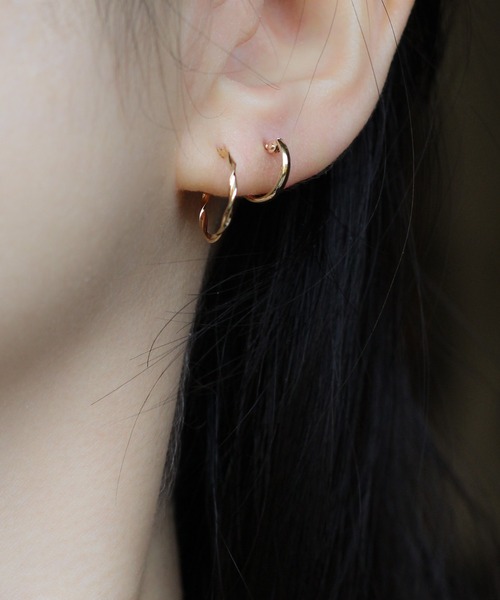 K10 シンプル丸線 ミニフープピアス（ピアス（両耳用））｜NOIR DE