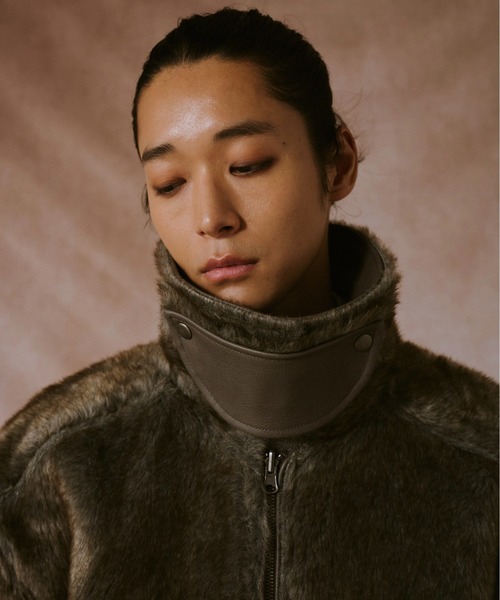 leather/fur faux reversible flight jacket / フェイクレザーファー