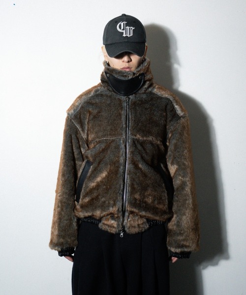 leather/fur faux reversible flight jacket / フェイクレザーファー