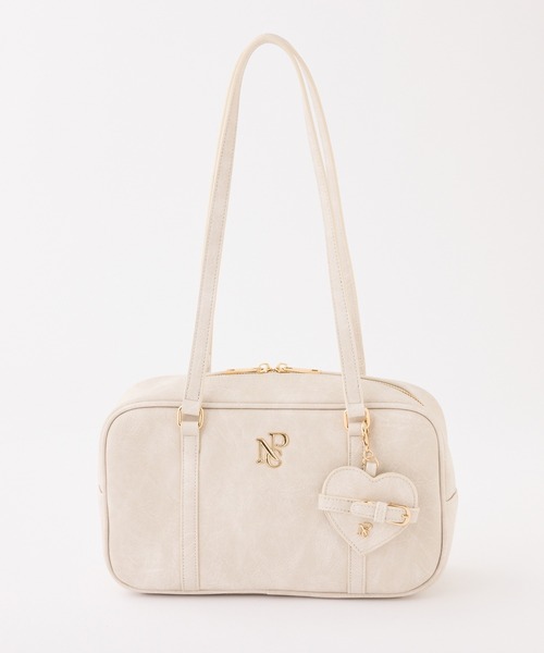 ハートミラー付きスクエアボストンバッグ（ボストンバッグ）｜one