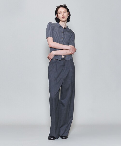 6（ロク）の「＜6(ROKU)＞リブシャツショートスリーブ カーディガン