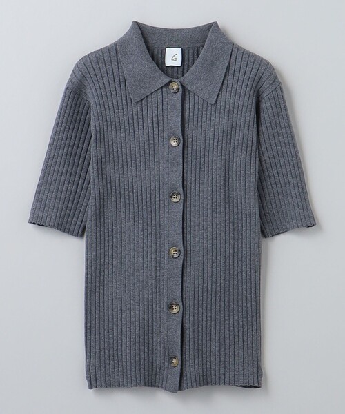 6（ロク）の「＜6(ROKU)＞リブシャツショートスリーブ カーディガン