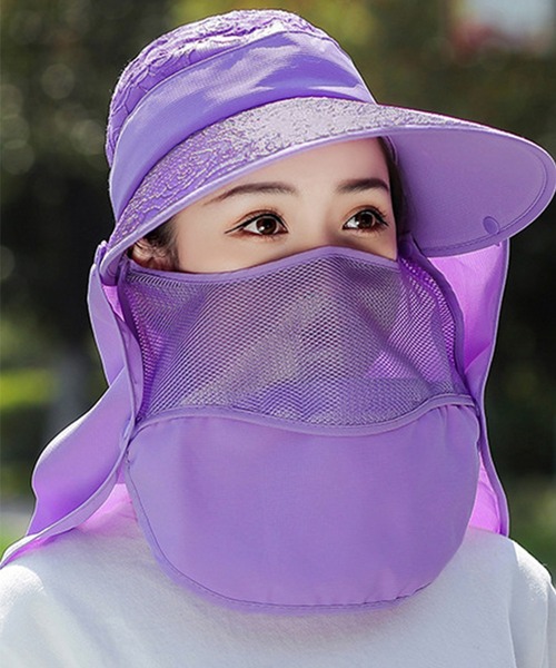 UVカット率 99%以上】レディース 4WAY360度日除けハット（サンバイザー