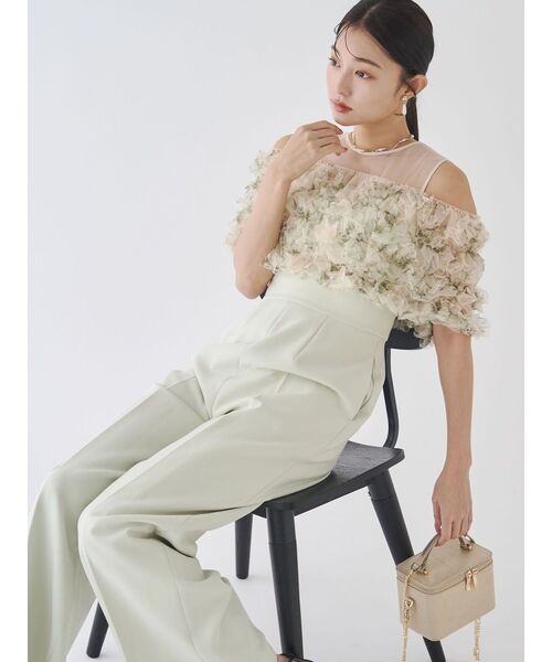 セール】LADYチュールオフショルパンツドレス 結婚式 お呼ばれ（パンツ