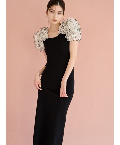 SNIDEL（スナイデル）の「イントリケートフリルコンビニットワンピース