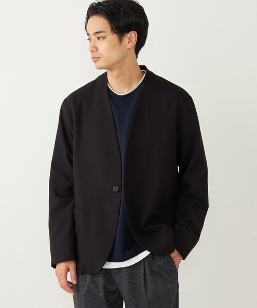 SHIPS Colors:〈手洗い可能〉TR ノーカラー ジャケット(セットアップ