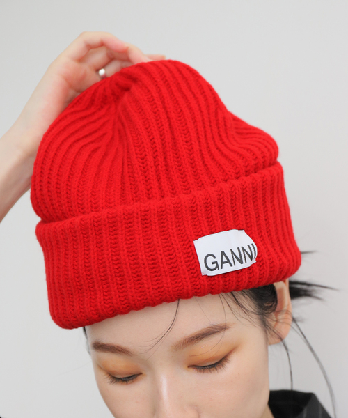 セール】【GANNI / ガニー】 Structured Rib Beanie：ビーニー（ニット