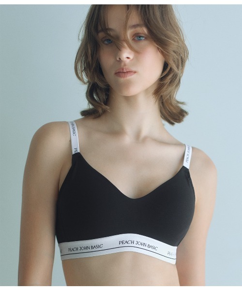 コットンMIXロゴノンワイヤーブラバックホック（ブラジャー