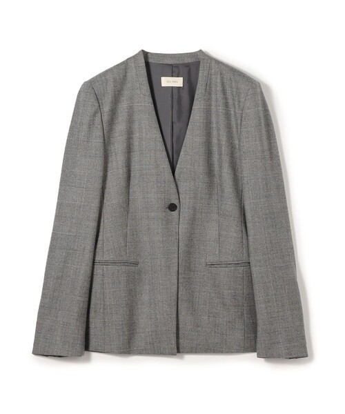 フランネルウールストレッチ ノーカラージャケット（ノーカラー