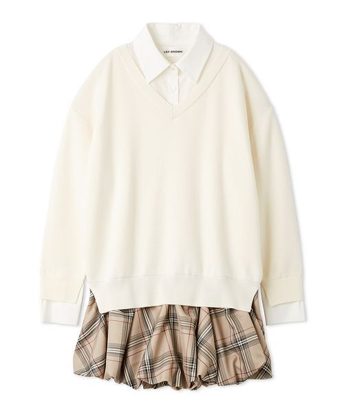 セール】ニットドッキングバルーンワンピース（ワンピース）｜LILY