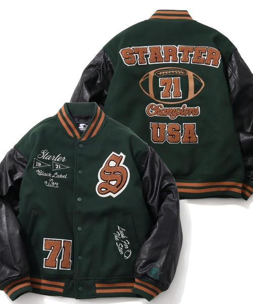 セール】【STARTER /スターター】 袖 PU フェイク メルトン 中綿