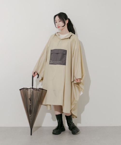 Wpc. ユニセックス バイカラーパッカブルポンチョ（レインコート