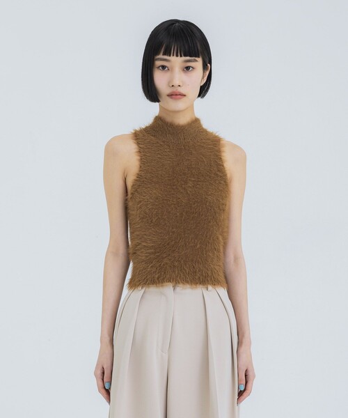 CLANE/クラネ】SHAGGY AMERICAN SLEEVE KNIT TOPS/シャギーアメリカン