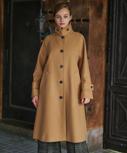 大人百花冬号掲載 モデル美香さん着用】Super110sウールAラインステン