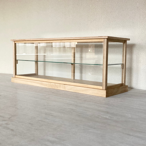 サイズオーダー可］木製 横長 ガラスケース ショーケース パンケース