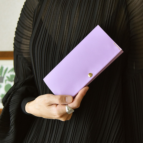 スマート長財布 / ラベンダー（イタリア牛革・顔料仕上げ）薄い軽い長