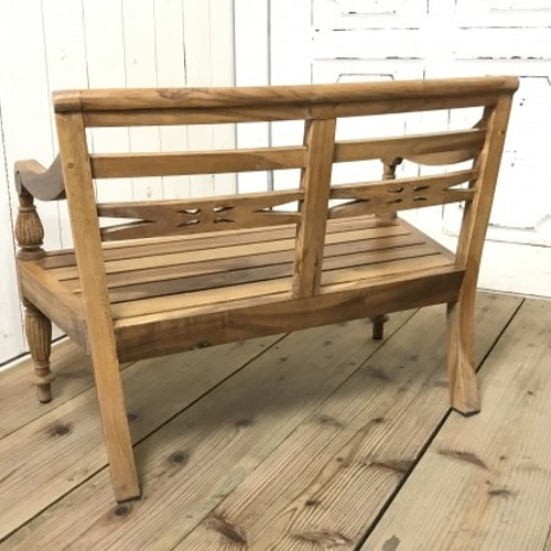 キッズ・ドール用 アンティーク調 チーク無垢材 木製ベンチ ミニサイズ