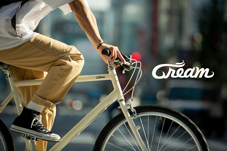 シティサイクル クリーム色 前面バスケット付き シティサイクル