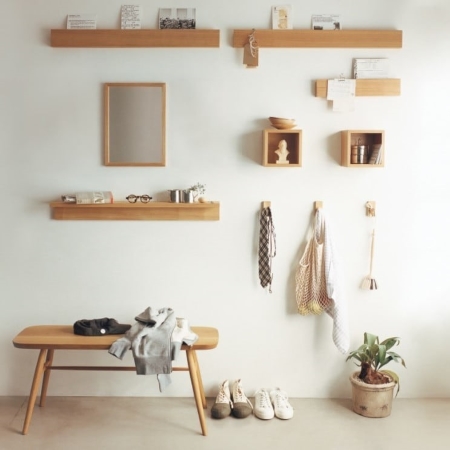 無印良品 壁につけられる家具シリーズ（長押）オーク材 3個セット 変化