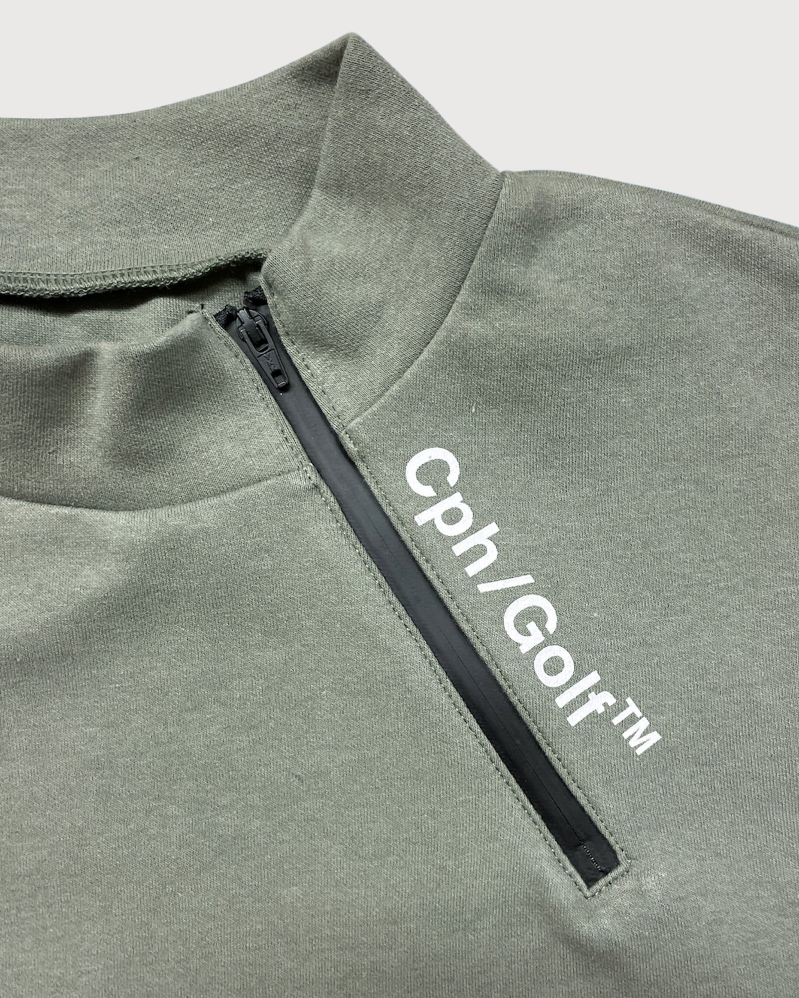 SIDE HALF ZIP L/S MOCK NECK TEE - KHAKI - – Cph/Golf™︎