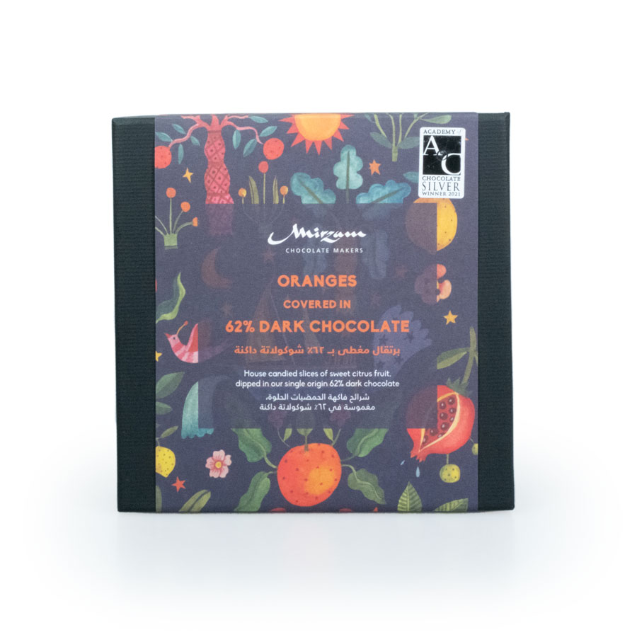 Mirzam 62% Dark Chocolate Coated Oranges, Secret Spice Garden