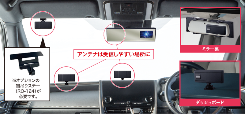 セルスタードライブレコーダー ミラー型レーダー探知機 配線一式付き