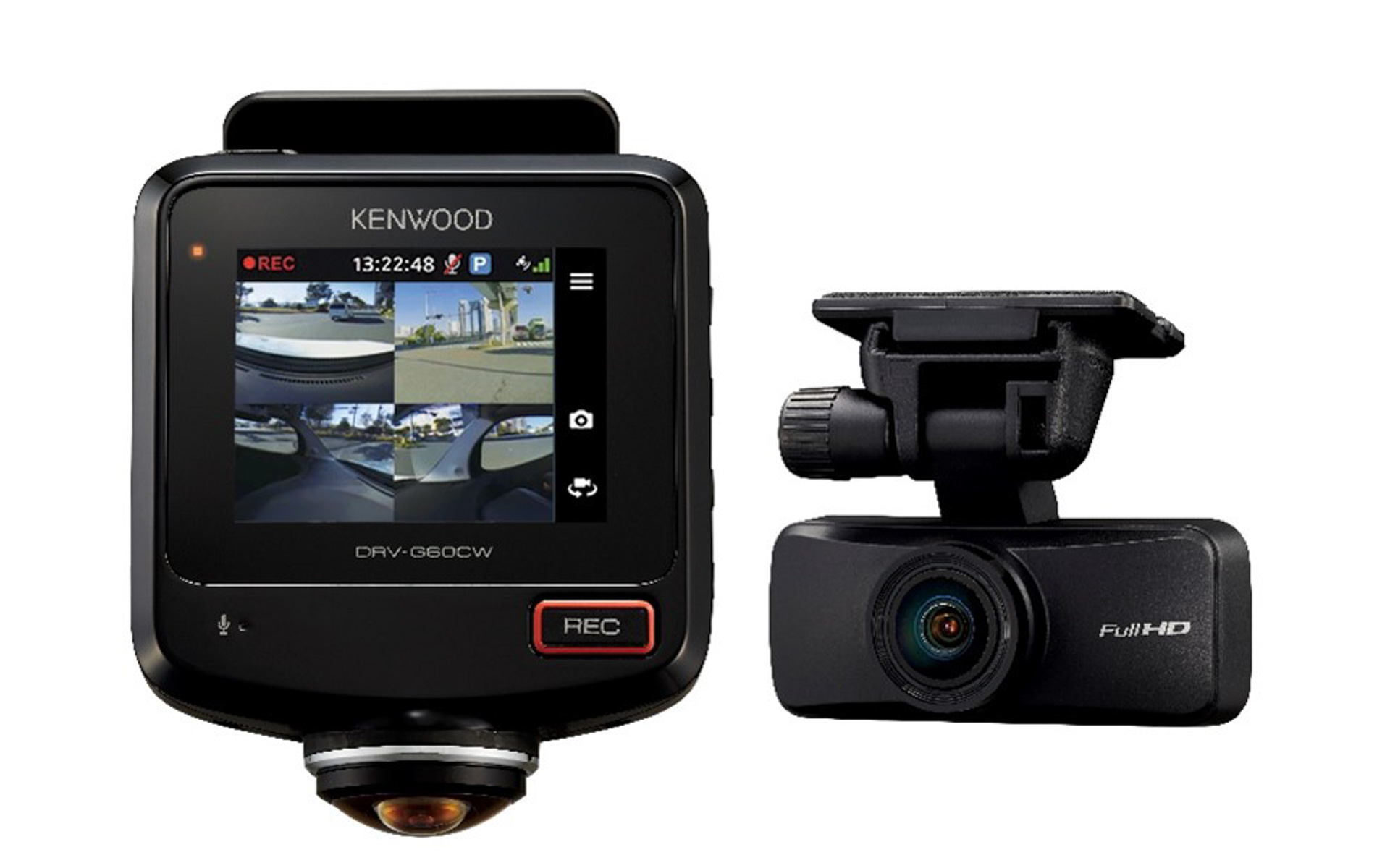 ケンウッド、360度撮影対応2カメラドライブレコーダー「DRV-G60CW