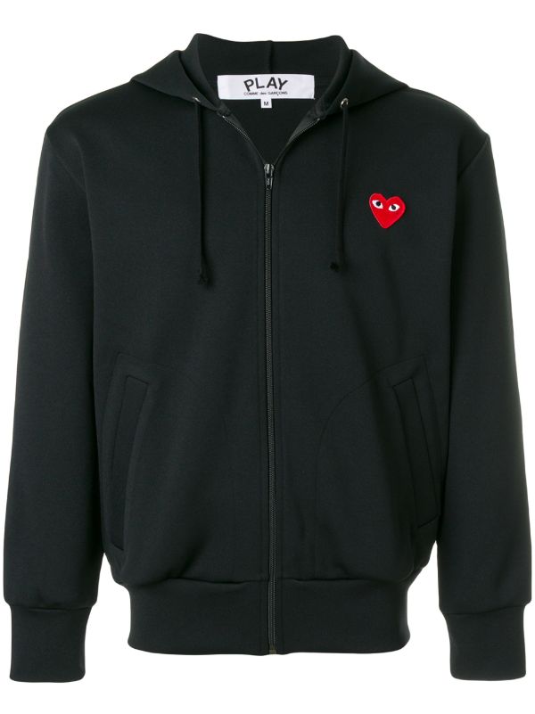 Comme Des Garçons Play heart-patch zip-up Hoodie | Preto | FARFETCH BR