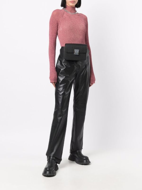 1017 ALYX 9SM Grained Leather Belt Bag | Black | FARFETCH