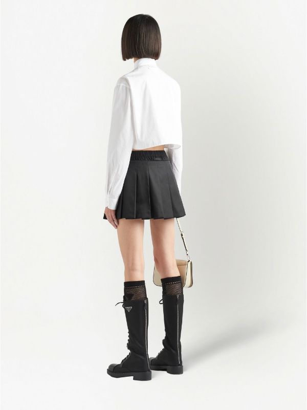 Prada Re-Nylon Pleated Miniskirt | Black | FARFETCH CA