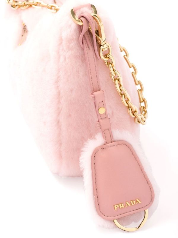Prada Re-Edition Shearling Mini Bag | Pink | FARFETCH