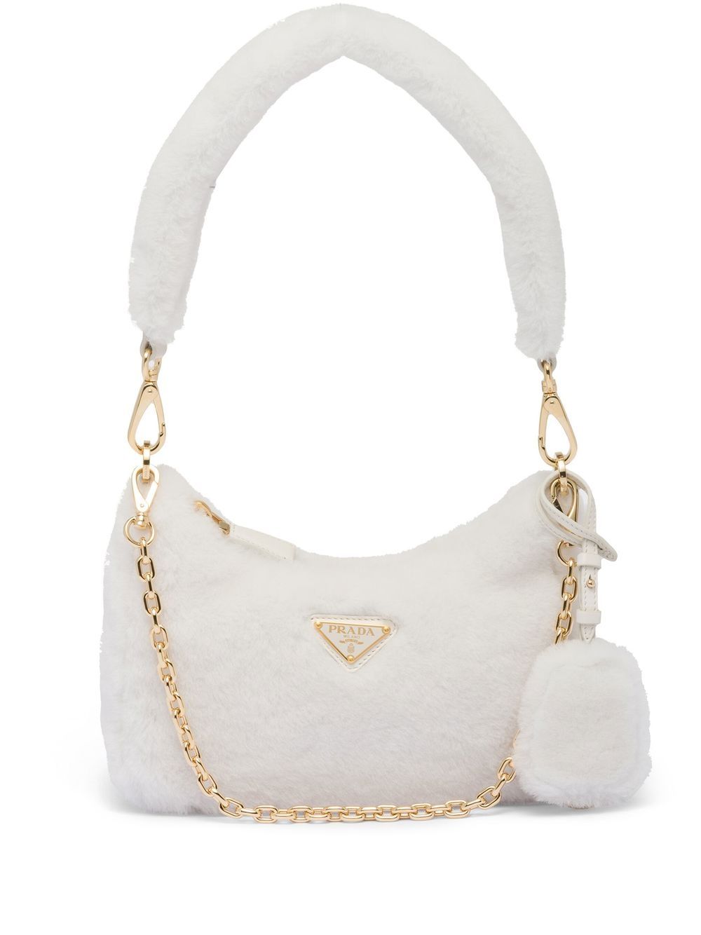 Prada Re-Edition Shearling Mini Bag | White | FARFETCH