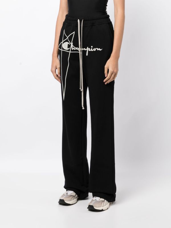 Rick Owens X Champion logo-embroidered Track Trousers | Black