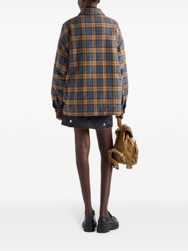 Prada Checked wool-twill Lumberjack Jacket | Brown | FARFETCH