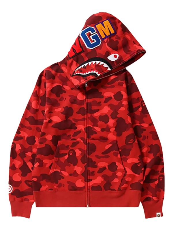A BATHING APE® Camo Shark ジップアップ パーカー | レッド | FARFETCH JP