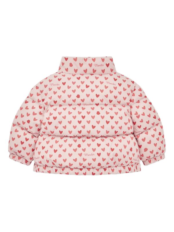 Moncler Enfant ハートプリント キルティングジャケット | ピンク