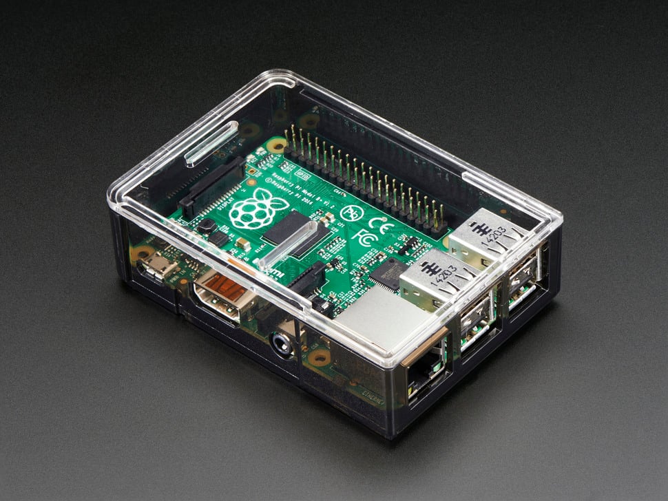 Adafruit Raspberry Pi B+ / Pi 2 / Pi 3 Case - Smoke Base [w/ Clear