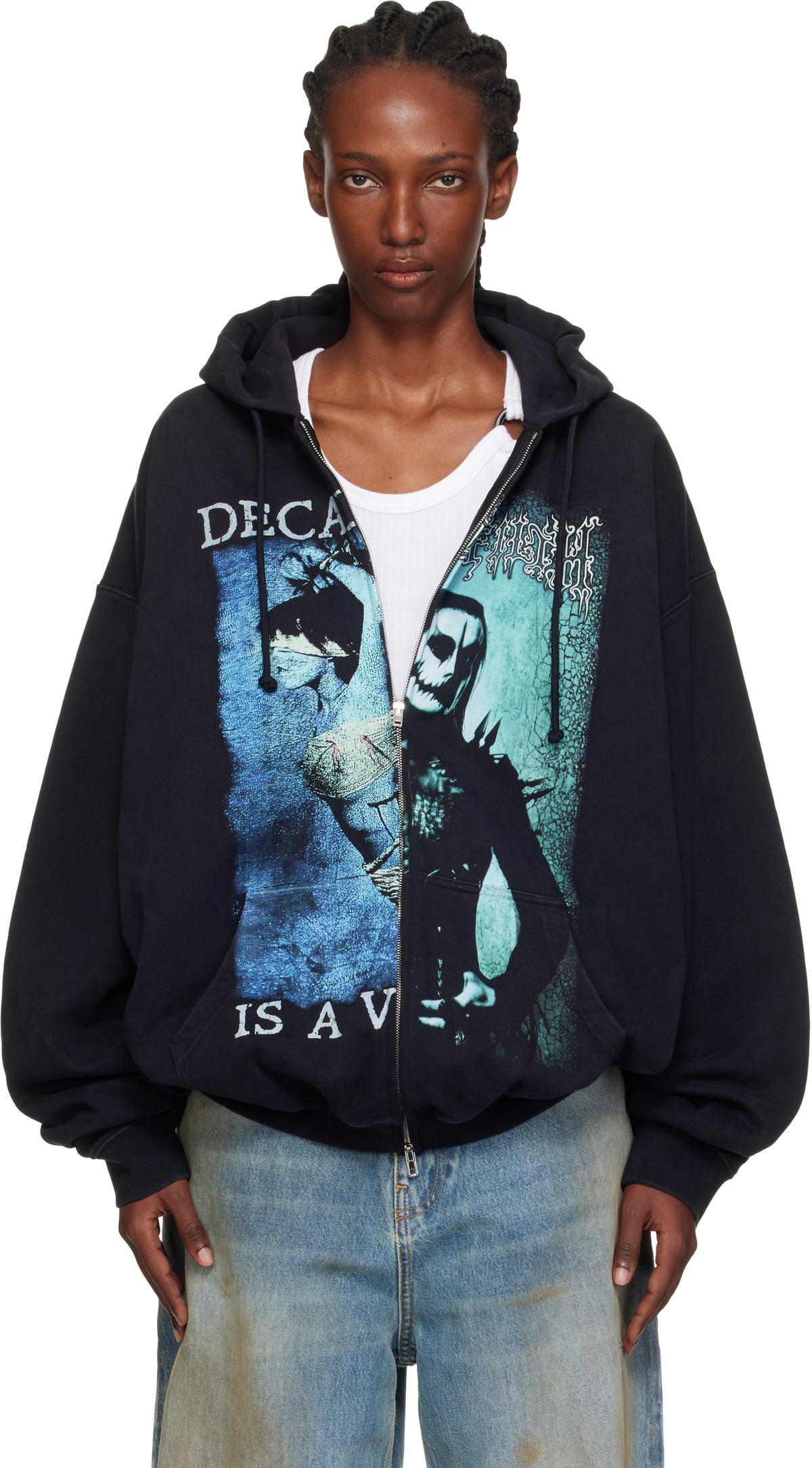 Vetements Khaki Elbow Holes Zip-Up Hoodie Vetements