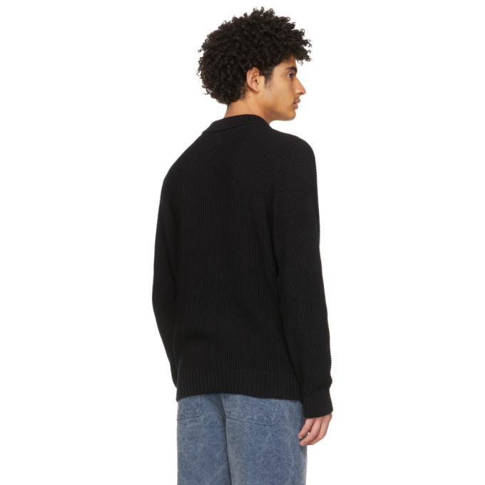 Noah Black Seed Stitch Collar Sweatshirt Noah NYC