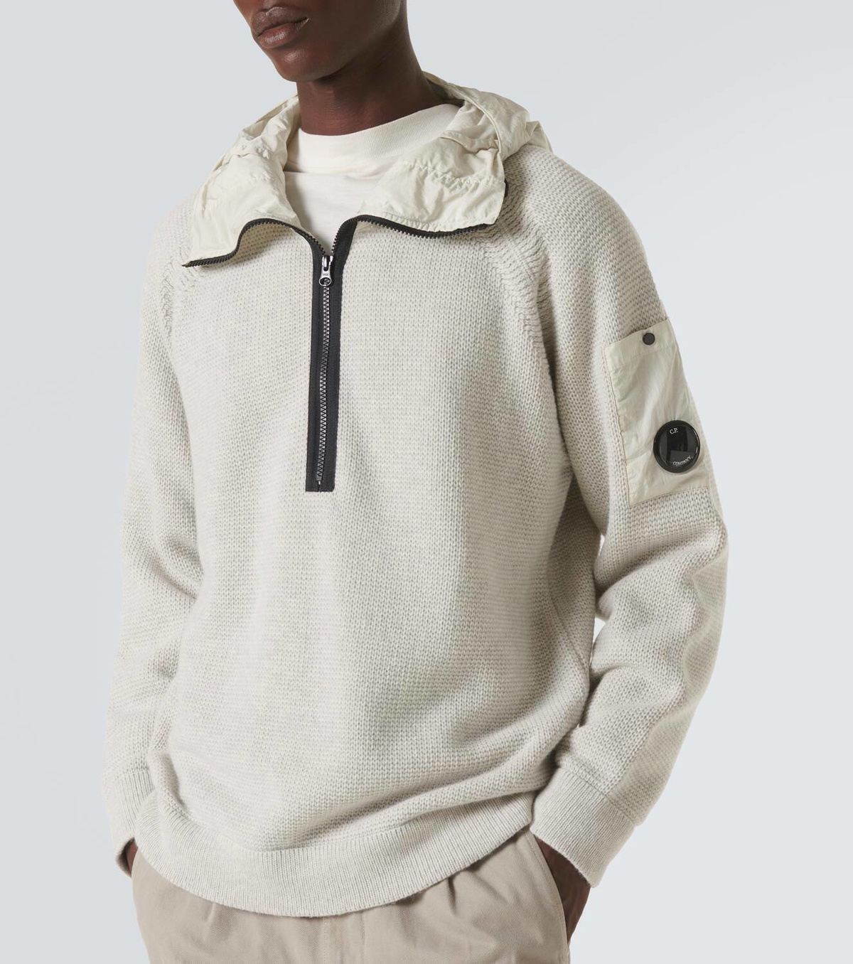 C.P. Company Lens hooded wool-blend half-zip sweater C.P. Company