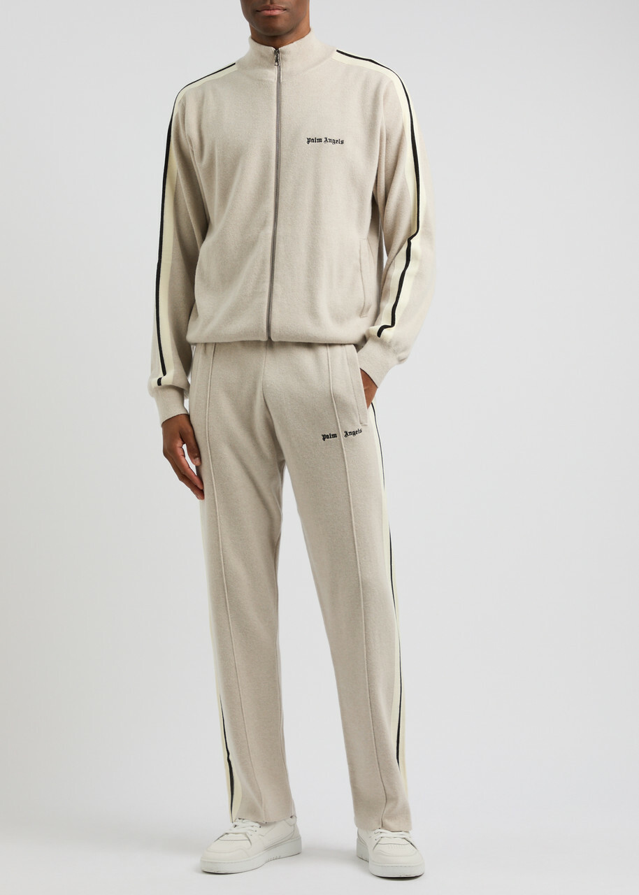 Palm Angels Striped Wool-blend Track Pants Beige Palm Angels