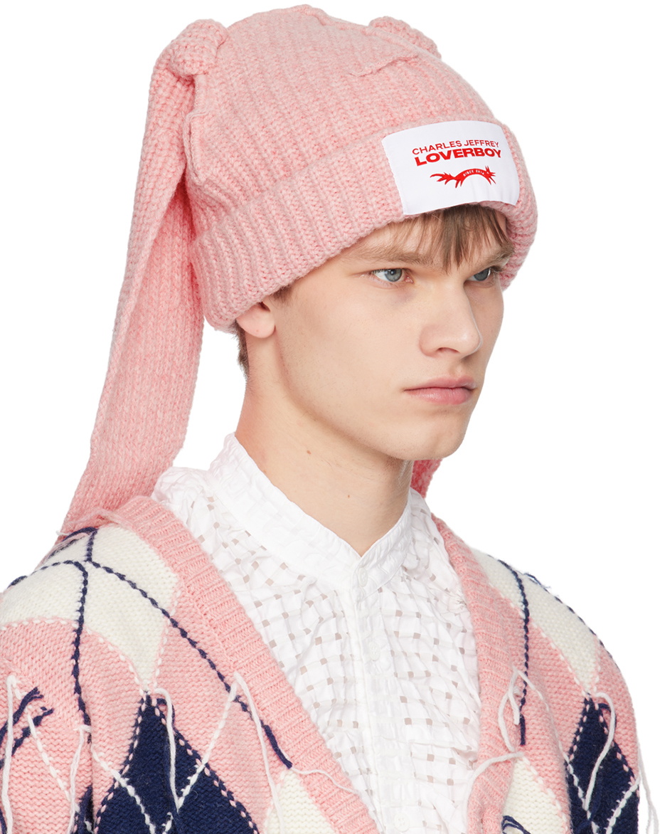 Charles Jeffrey LOVERBOY Pink Chunky Rabbit Beanie Charles Jeffrey
