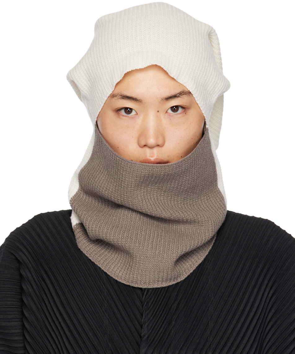 HOMME PLISSÉ ISSEY MIYAKE Off-White Frame & Blocks Scarf Homme