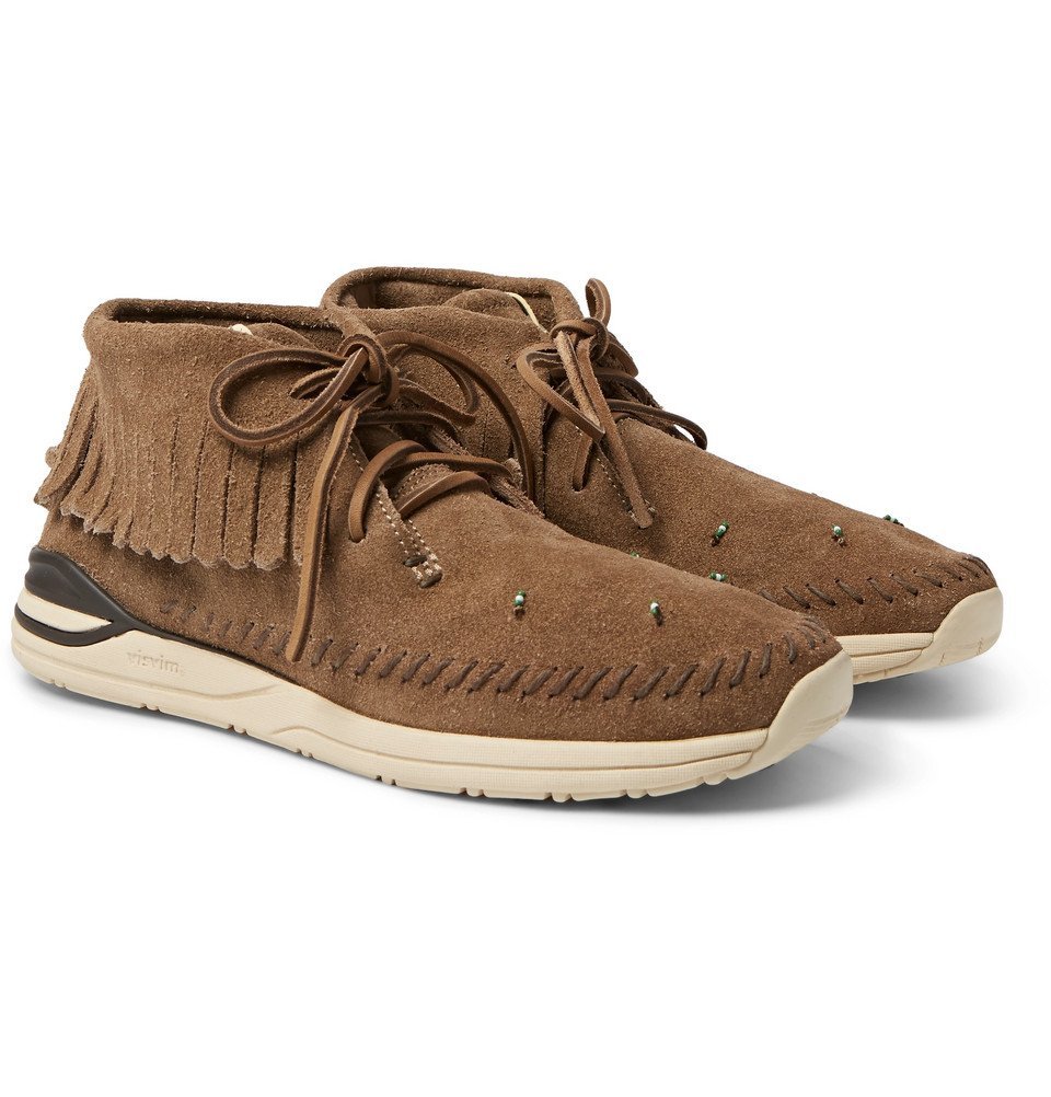 visvim - Maliseet Shaman fringed embellished brushed-suede