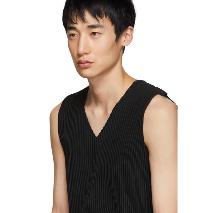 Homme Plisse Issey Miyake Black Pleated Tank Top Homme Plisse