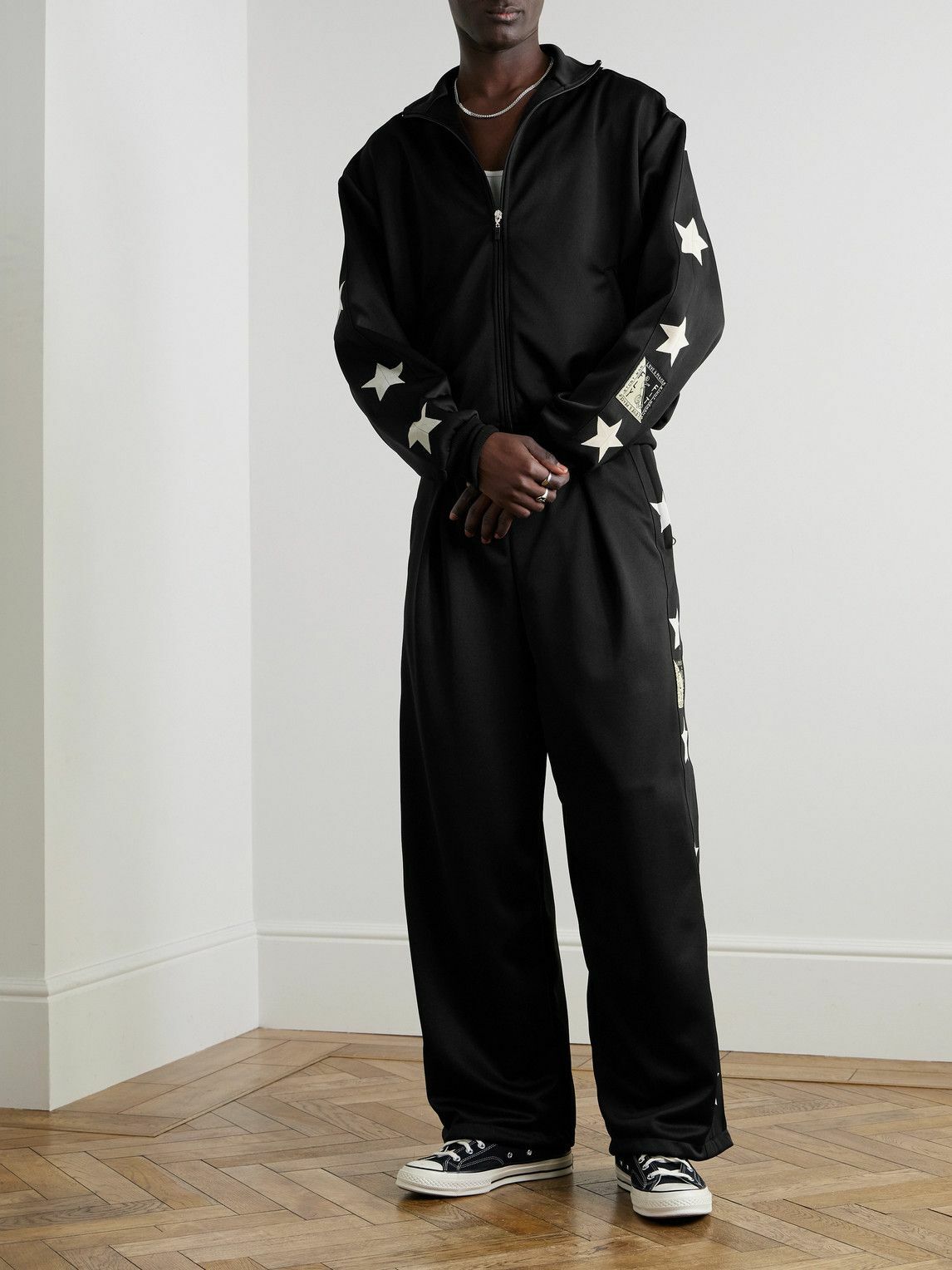 KAPITAL - Printed Tech-Jersey Track Jacket - Black KAPITAL