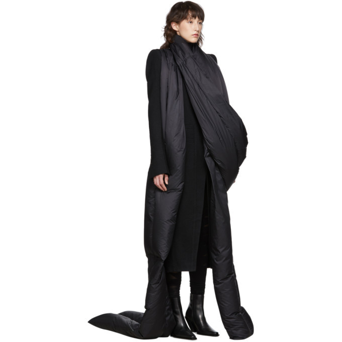 Rick Owens Black Down Long Stole Scarf Rick Owens