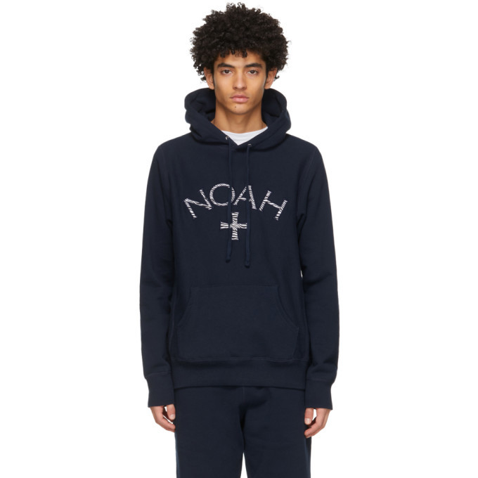 Noah Navy Zebra Core Logo Hoodie Noah NYC
