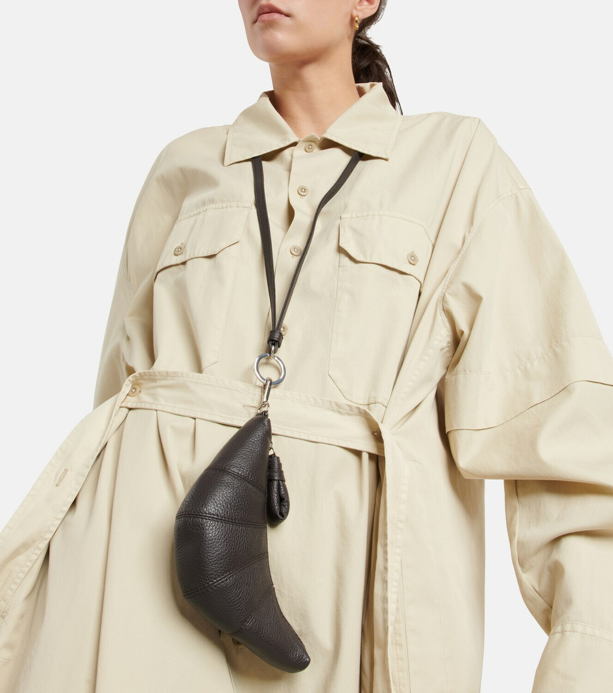 Lemaire Croissant leather coin purse with strap Lemaire