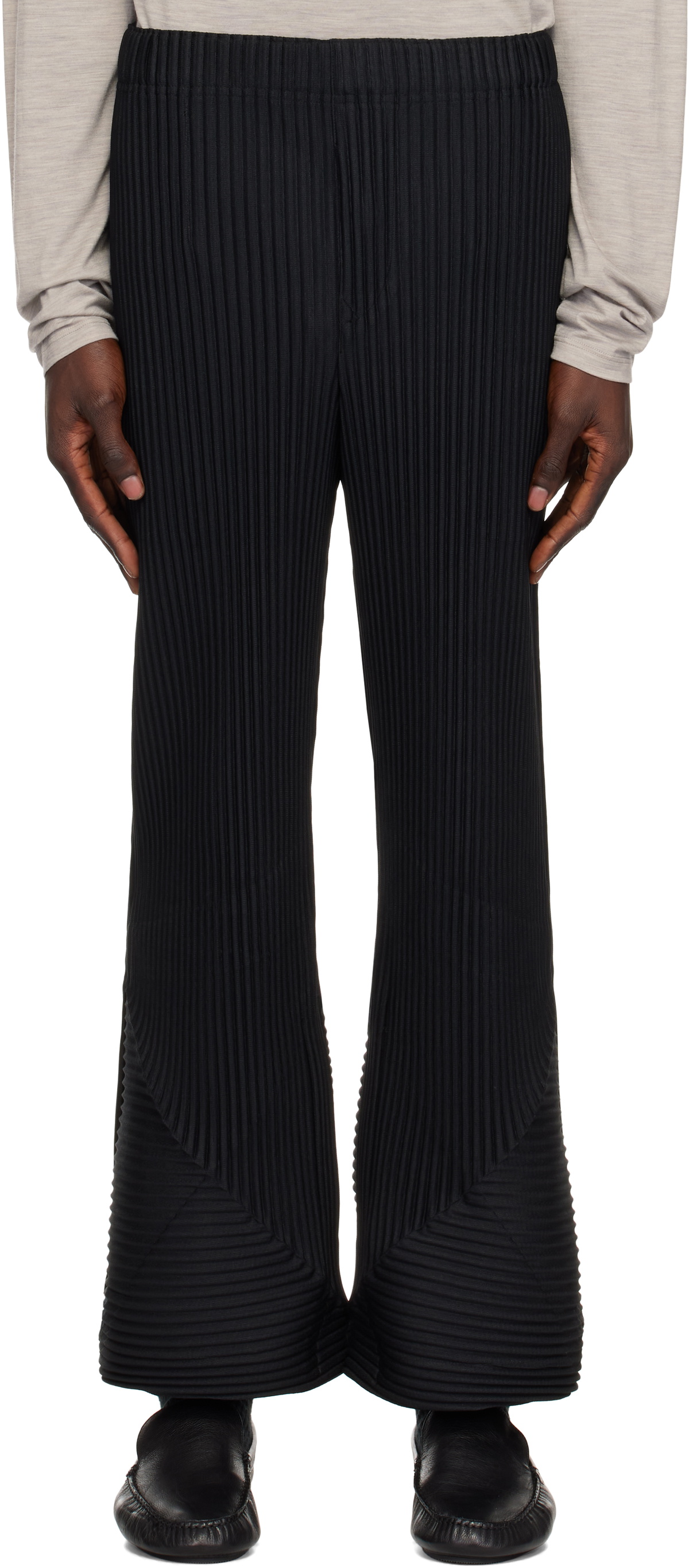 HOMME PLISSÉ ISSEY MIYAKE Black Pleats Bottoms 2 Trousers Homme